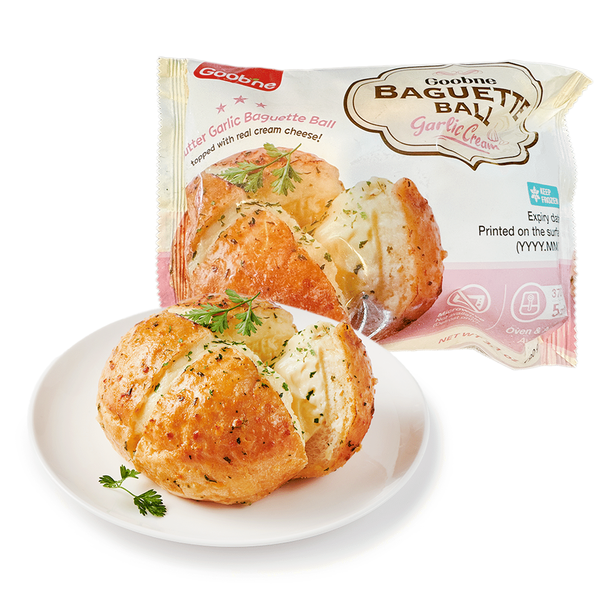 GOOBNE Garlic Cream Baguette Ball, Frozen 90 g