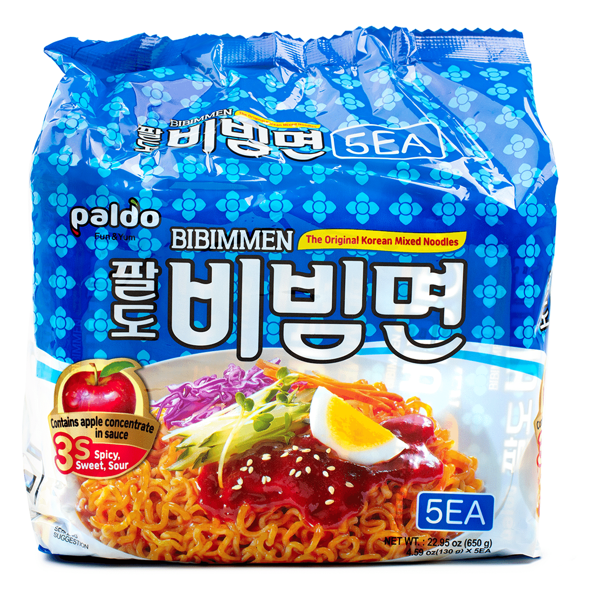 Paldo Bibim Men Instant Noodles, Spicy Korean Flavor 130g*5 650 g*4 pack