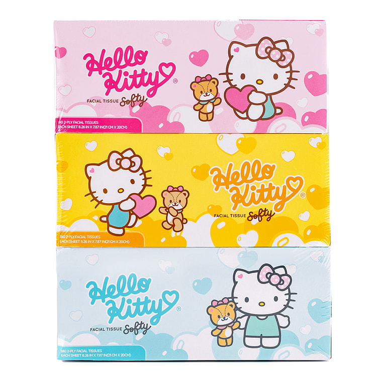 Sanrio Hello Kitty Premium Softy Facial Tissue 180 Sheet*3box 1 each