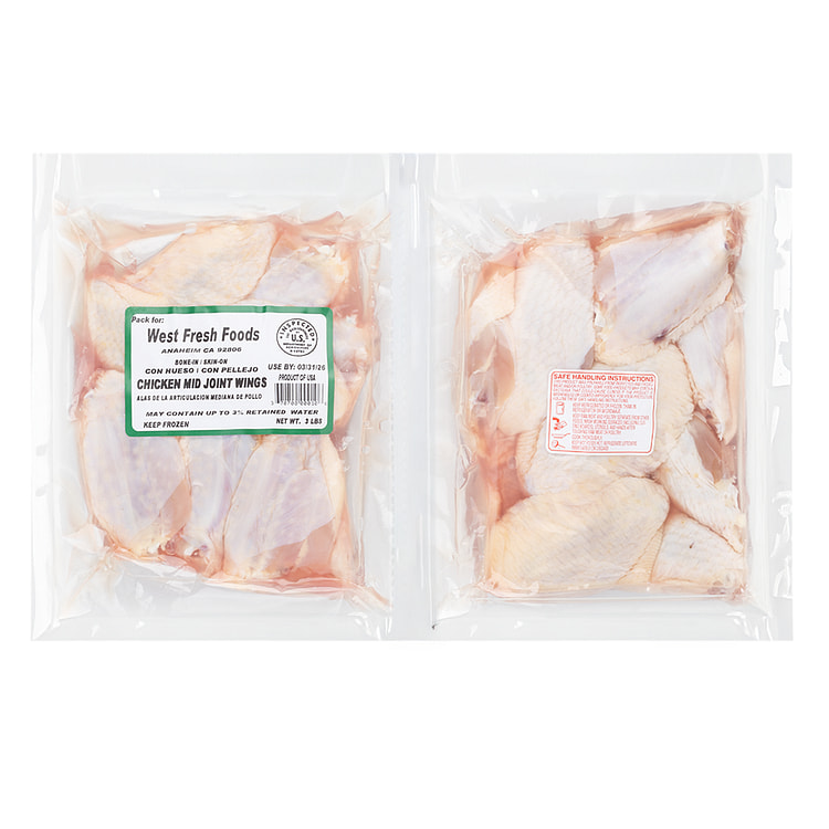 Chicken Mid-Joint Wings， Frozen 3-3.15 libra(s)