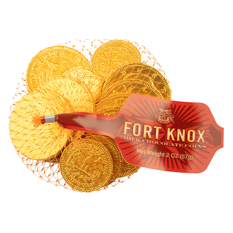 FORT KNOX MILK CHOCOLATE GOLD COINS-12 2 oz