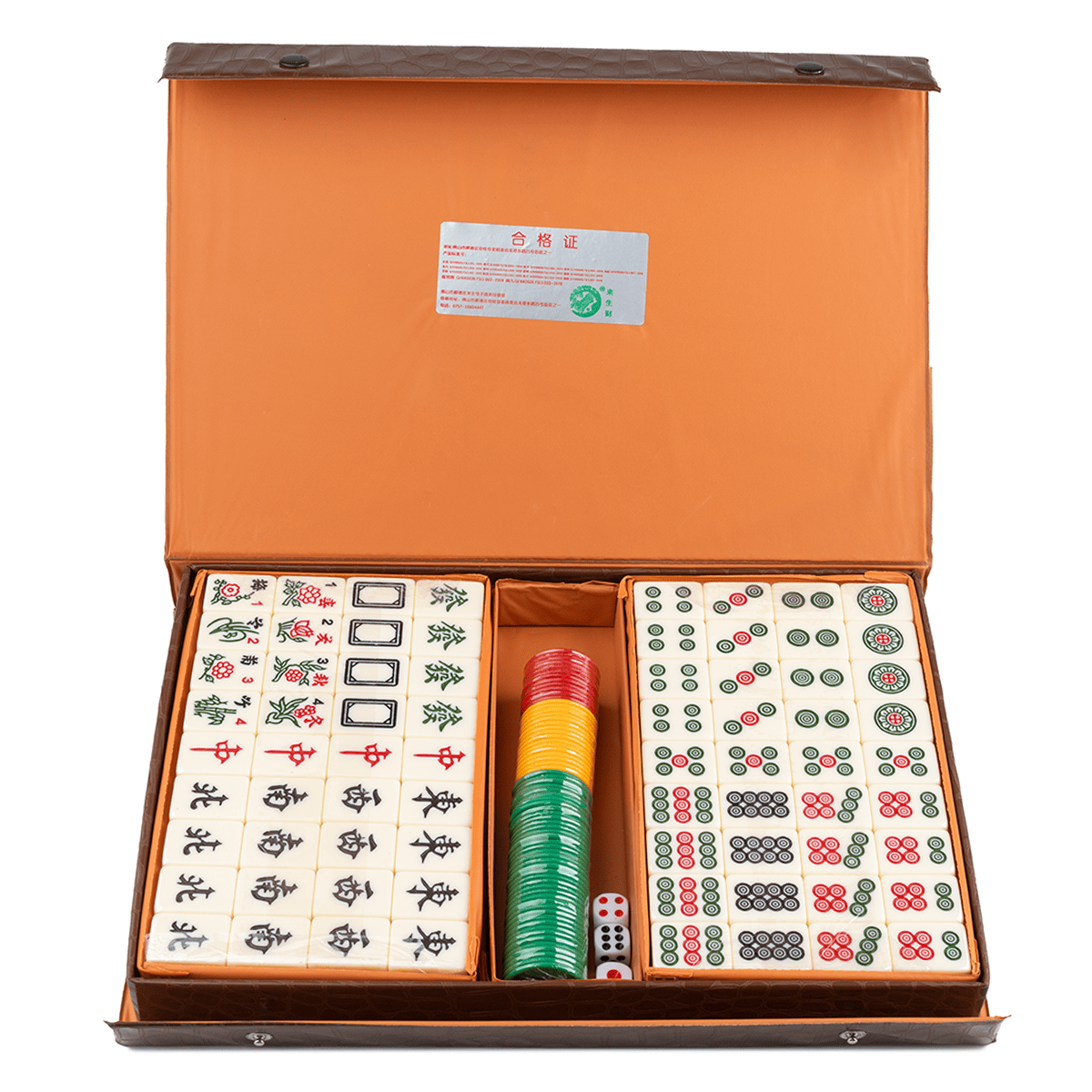 Mahjong Game Set with 144 Green Melamine Tiles 1 case