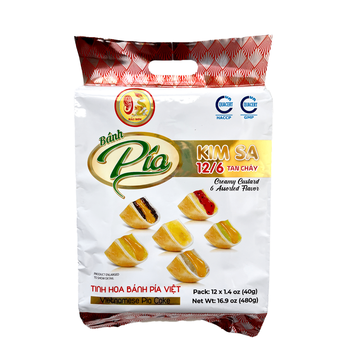 Hai Son Pia Cake 6 Flavors Mix with Custard Salted Egg Yolk, Frozen 480 g