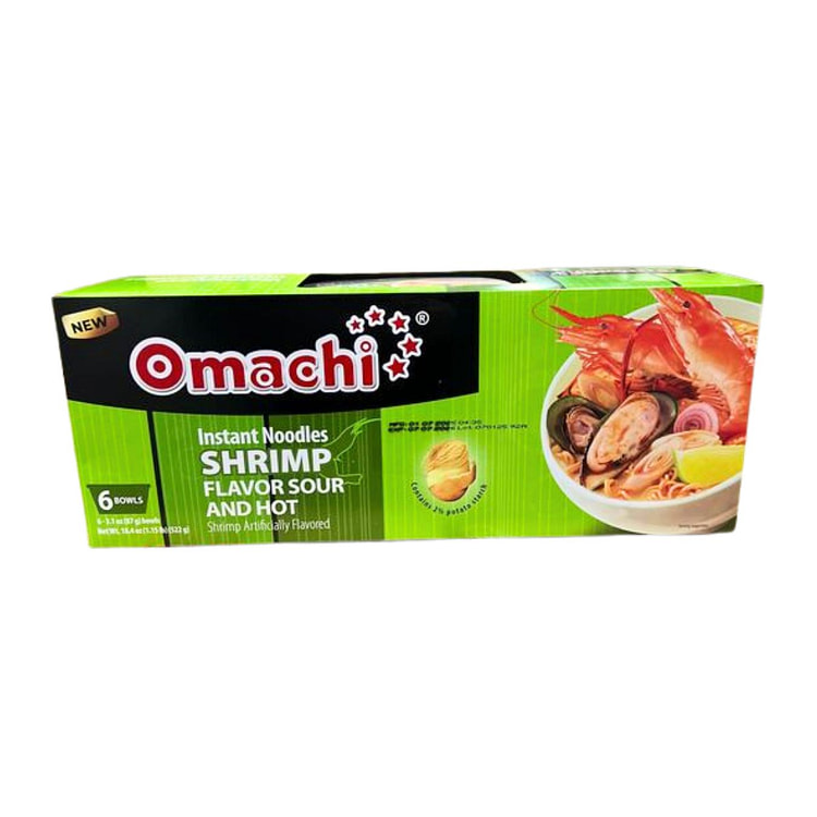 Omachi Instant Noodles Hot and Sour Shrimp Flavor Box 6 个