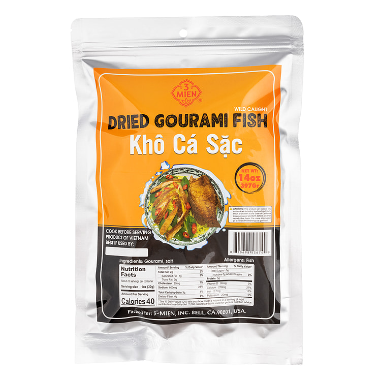 3 Mien Dried Gourami Fish 14 盎司