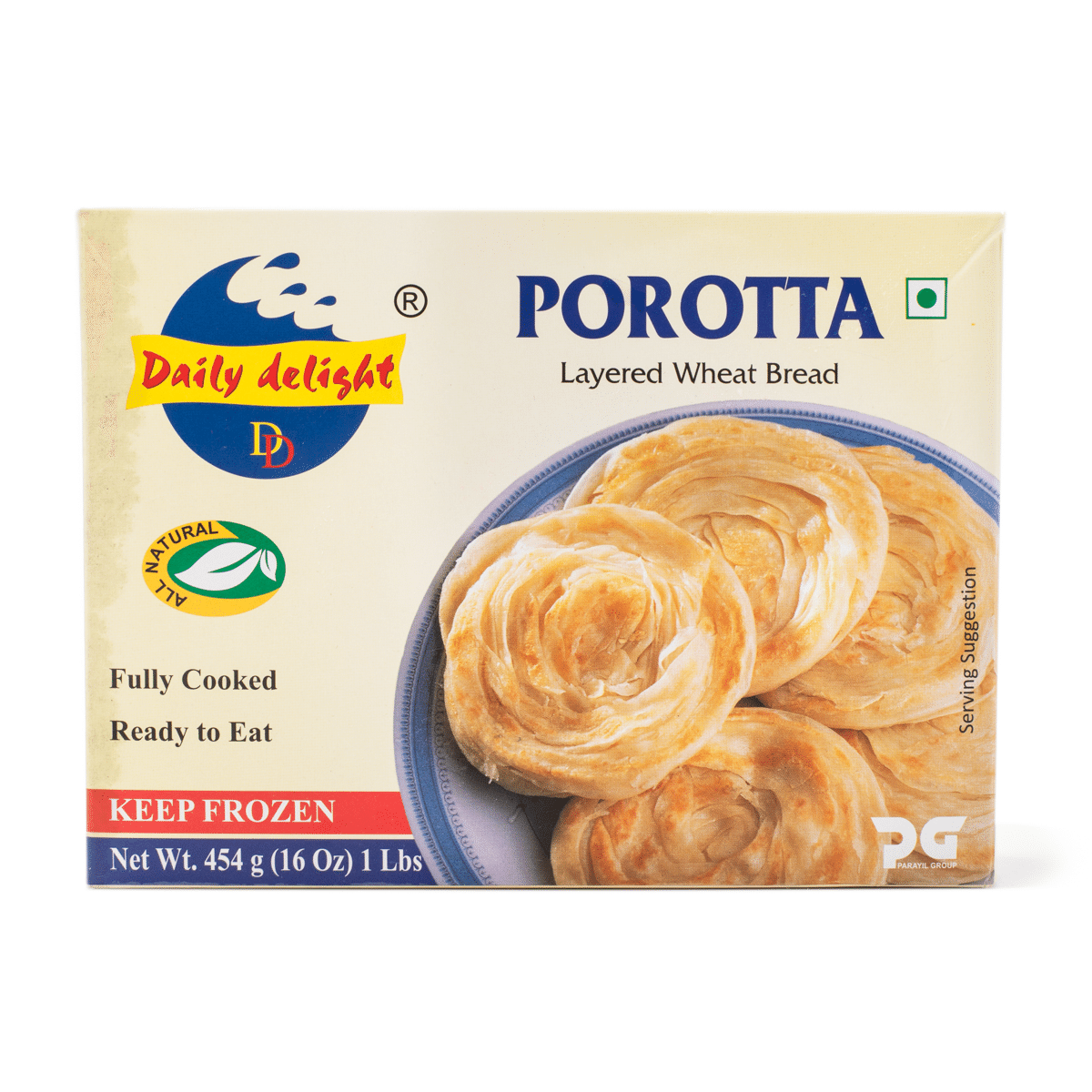 Daily Delight Porotta Layered Wheat Bread, Frozen 16 oz