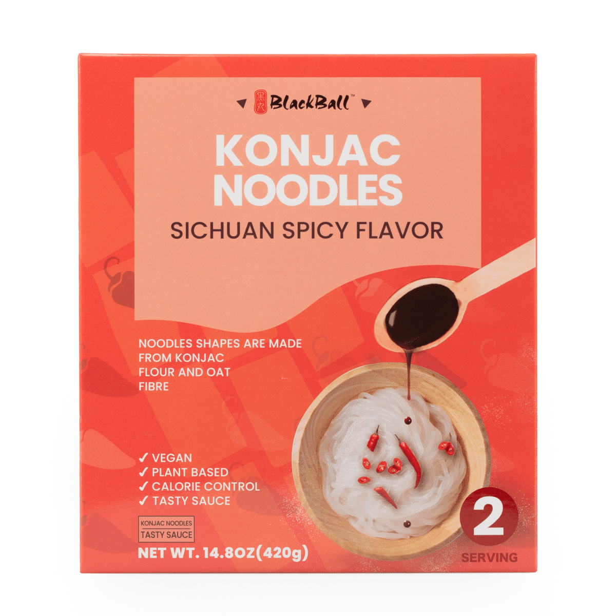Black Ball Konjac Noodle (Sichuan Spicy Flavor) 2 Serving 420 g
