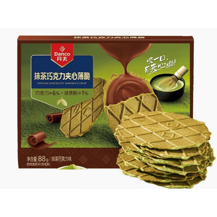 丹夫 抹茶巧克力夹心薄脆 88 克