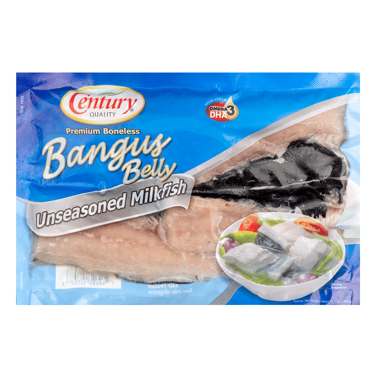 Century Deboned Plain Milkfish Belly, Frozen 400 g