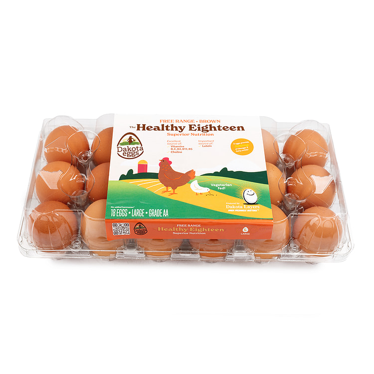 Dakota Healthy Eighteen Free Range Brown Large Eggs 18 count
