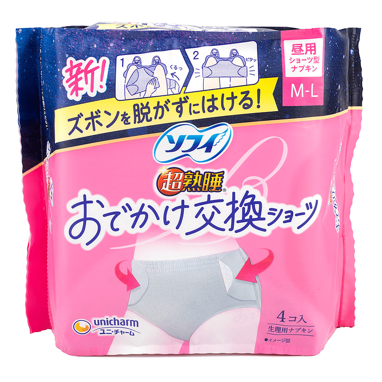 Unicharm Sofy Sanitary Go-Out Exchange Shorts M-L size, 4 pieces 1 unidad