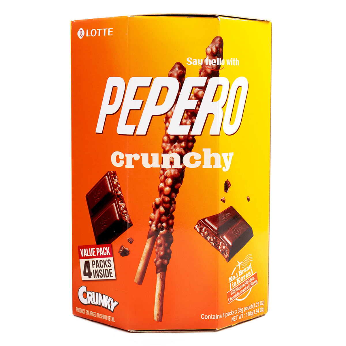 Lotte Pepero Crocante Pacote Econômico (4 pacotes) 140 g
