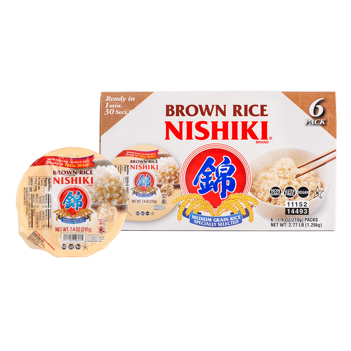 Arroz Integral para Micro-ondas Nishiki, 6 pacotes 7.4 oz