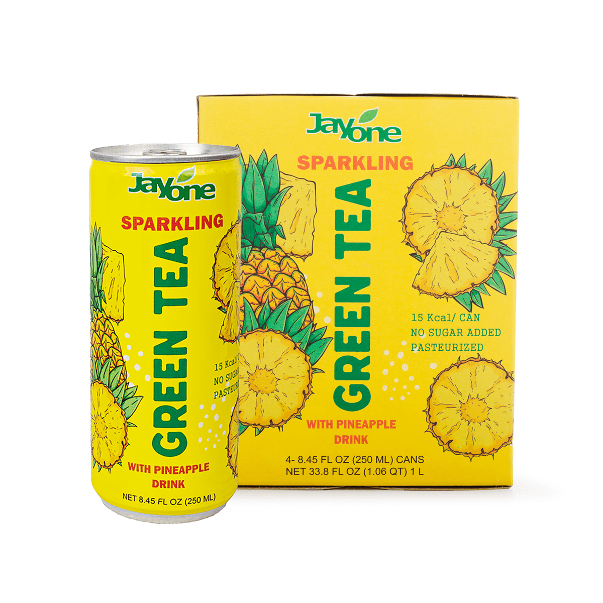 Bebida Espumante de Chá Verde e Abacaxi Jayone 8.45 fl.oz*4 can