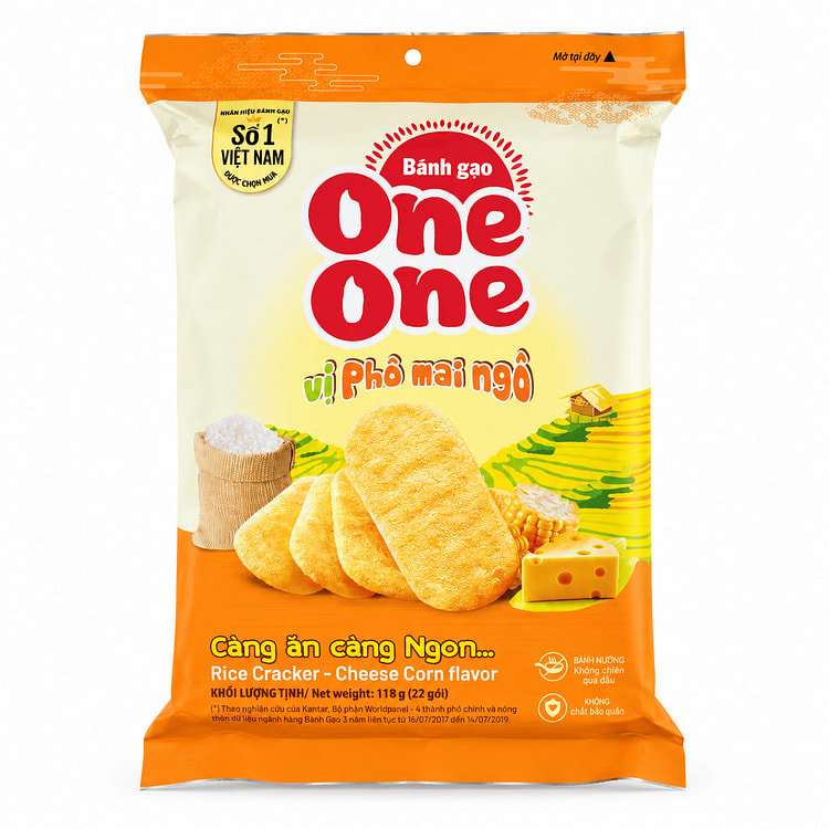 One One Rice Cracker Corn, Cheese Flavor