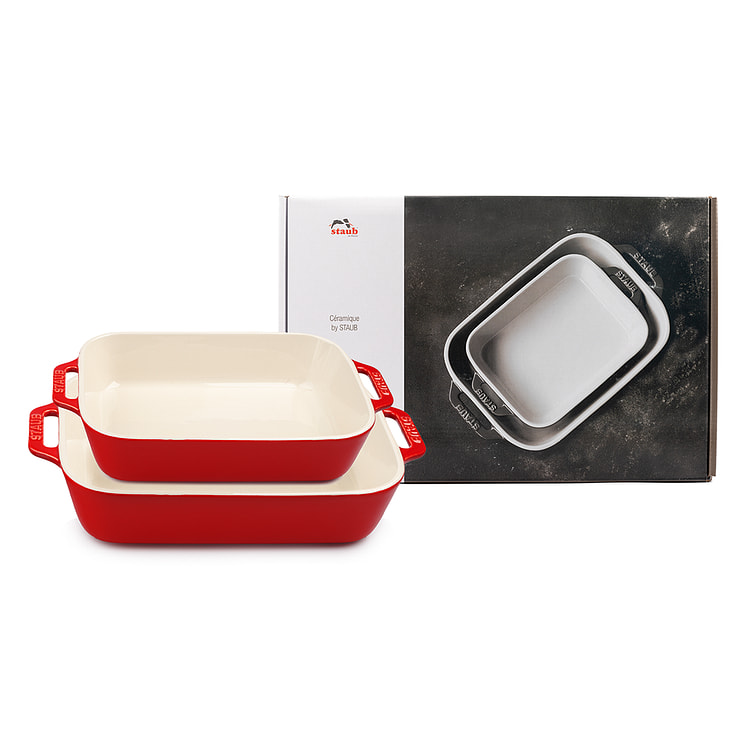 STAUB 陶器製グラタン皿2点セット チェリーレッド