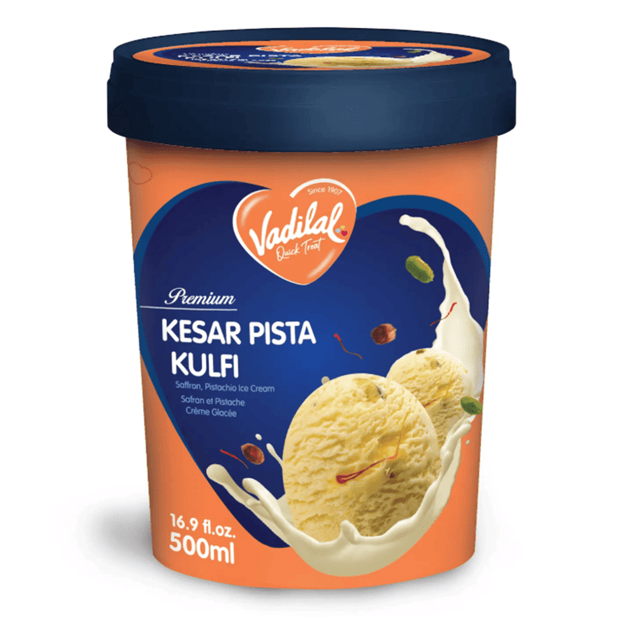 Kulfi de Kesar e Pistache Vadilal em Pote 500 ml