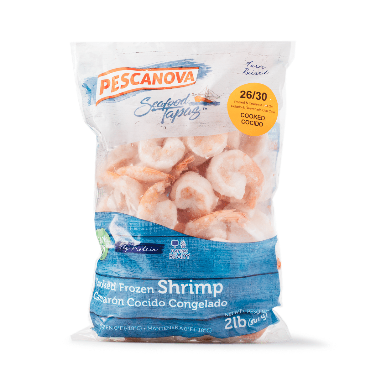 Extra Large South America Cooked Peeled & Deveined Tail On White Shrimp 2 ปอนด์