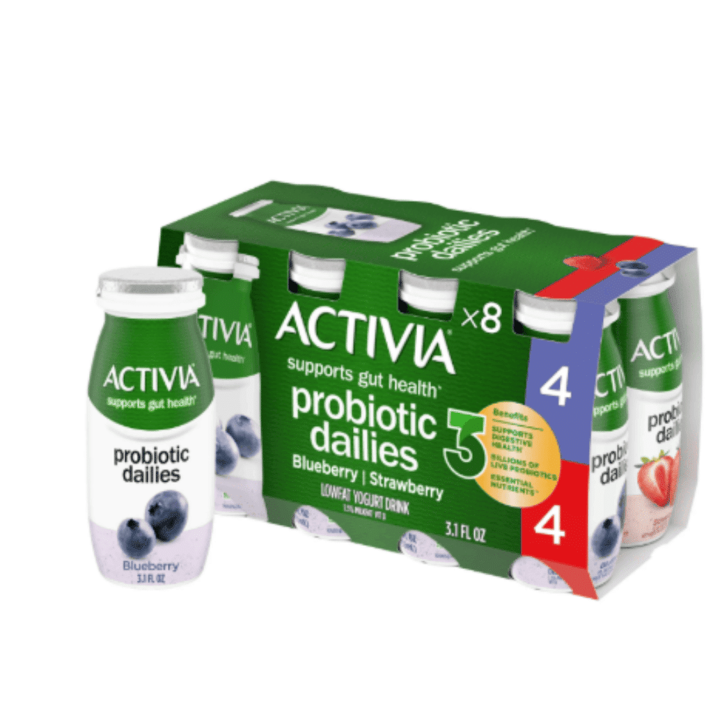 Activia Probiotic Strawberry and Blueberry Low-fat Probiotic Yogurt Drinks, 3.1 fl oz, 8 Count 24.8 onza(s)