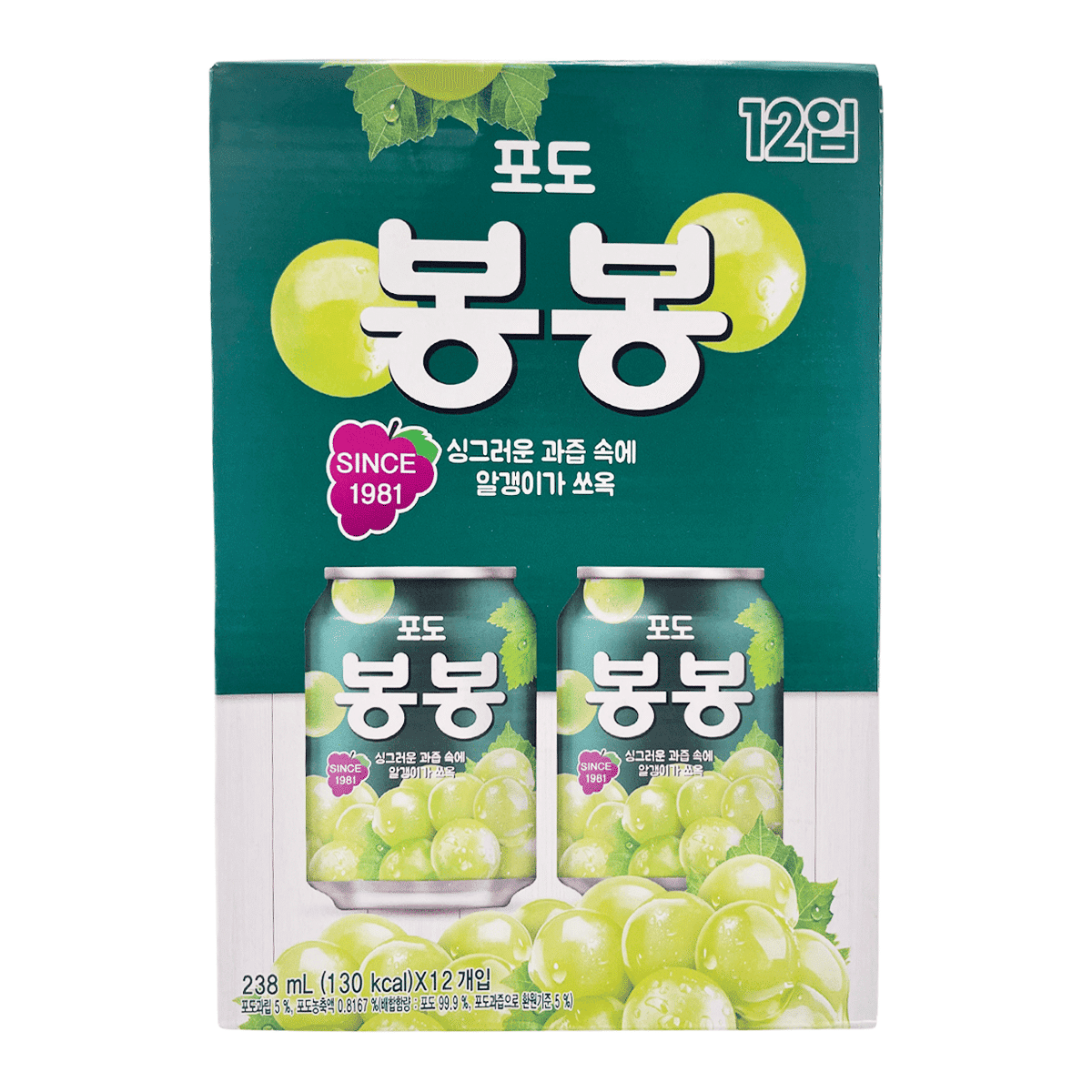 해태 포도 봉봉 238 밀리리터*12 캔