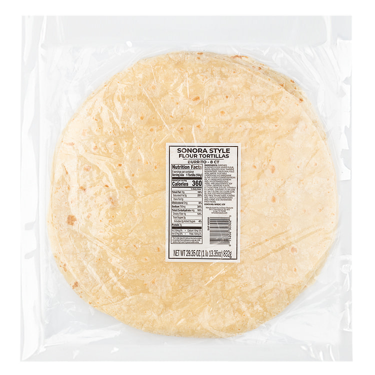 Tortillas de Harina tamano Burrito estilo Sonora 8 unidad(es)