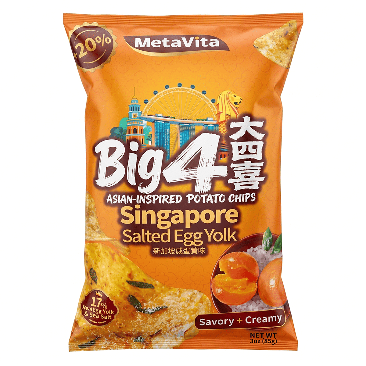 MetaVita Big 4 Asian-inspired Potato Chips Singapore Salted Egg Yolk 85 g