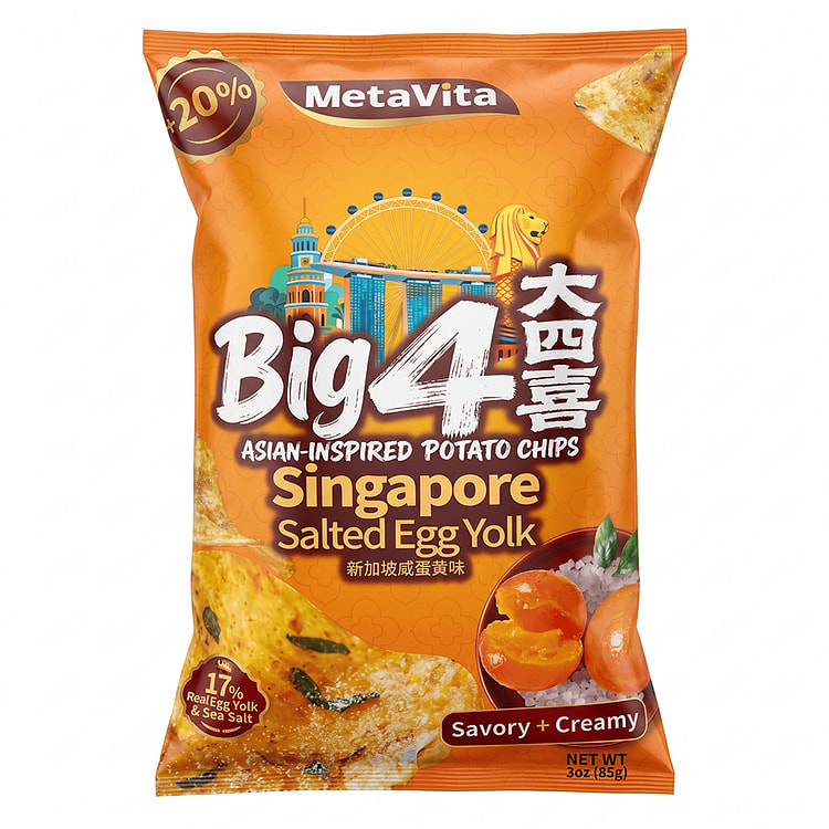 大四喜 - 亚洲风味薯片 - 新加坡咸蛋黄味 85 克