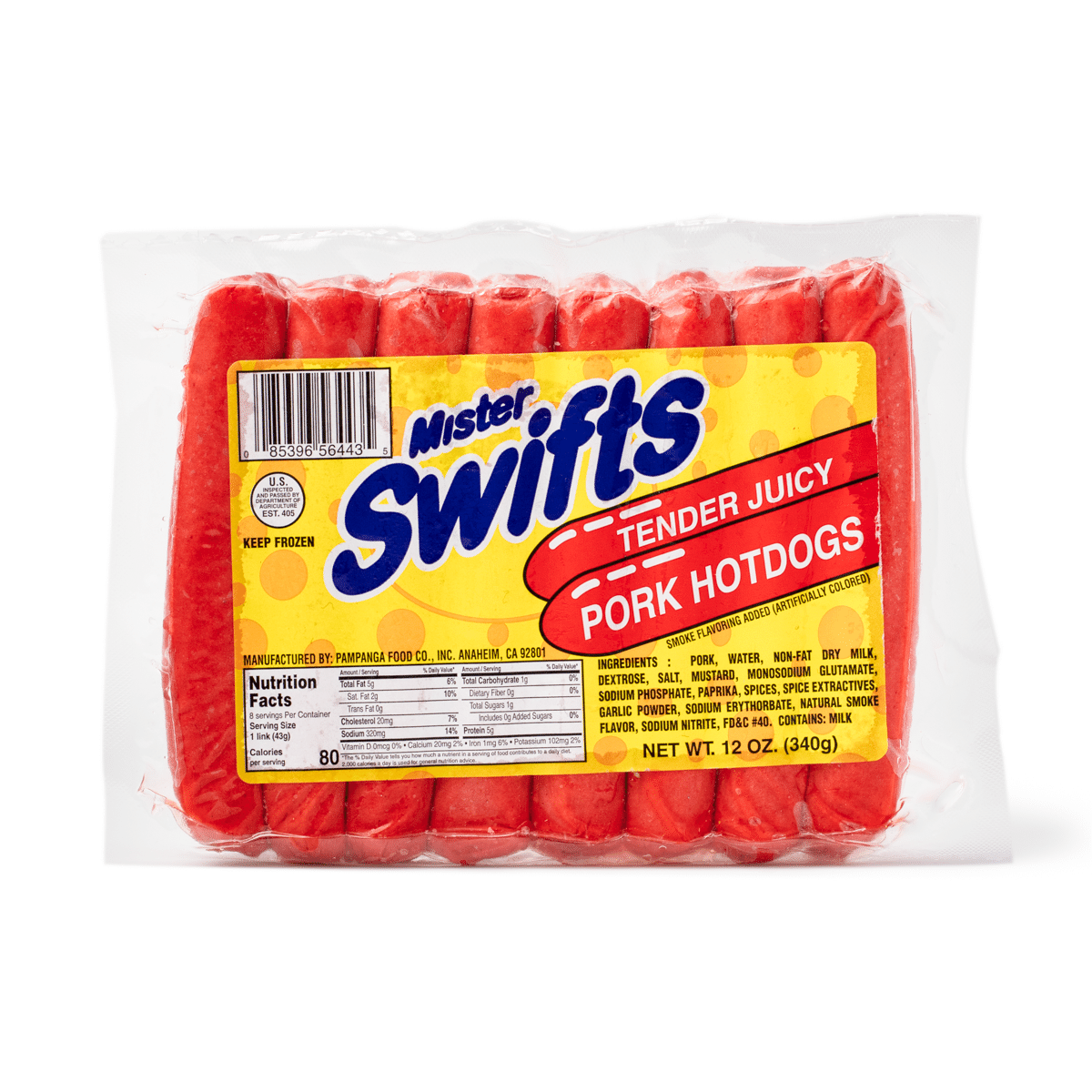 Mister Swifts Tender Juicy Pork Hotdogs, Frozen 12 oz