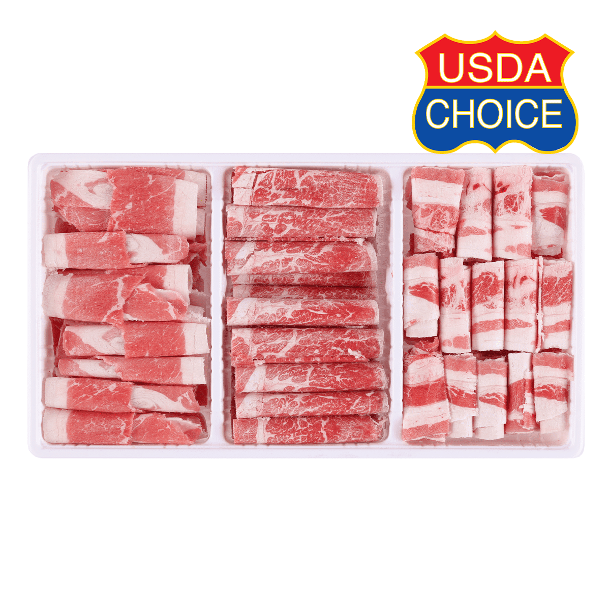 Sliced Beef Combo (Brisket/Chuck Roll/Belly) USDA Choice, Frozen 1.5 lb