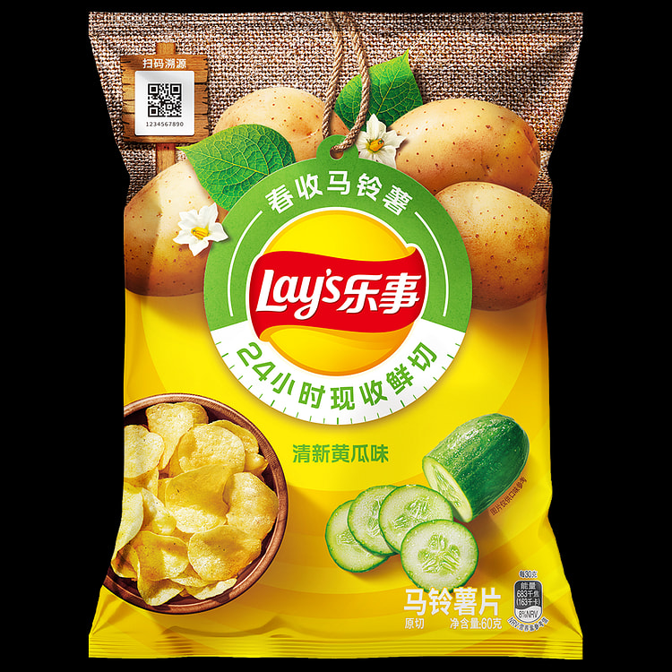 乐事 袋装 春季限定薯片 清新黄瓜味 60 克