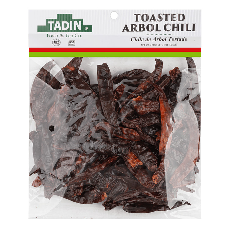 Tadin Toasted Arbol chili Dry 2 oz