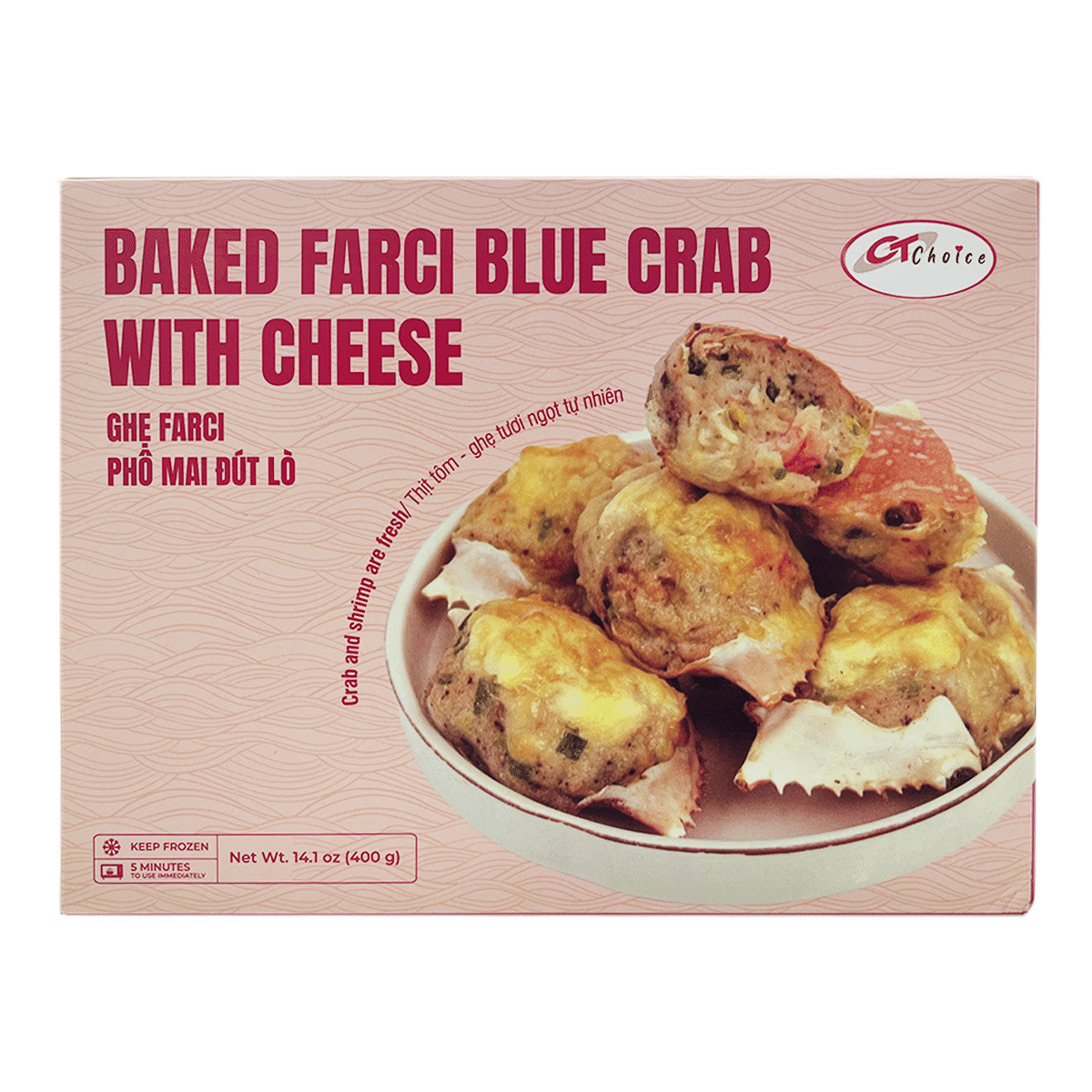 Caranguejo Azul Recheado Assado com Queijo, Congelado, CT Choice 14.1 oz