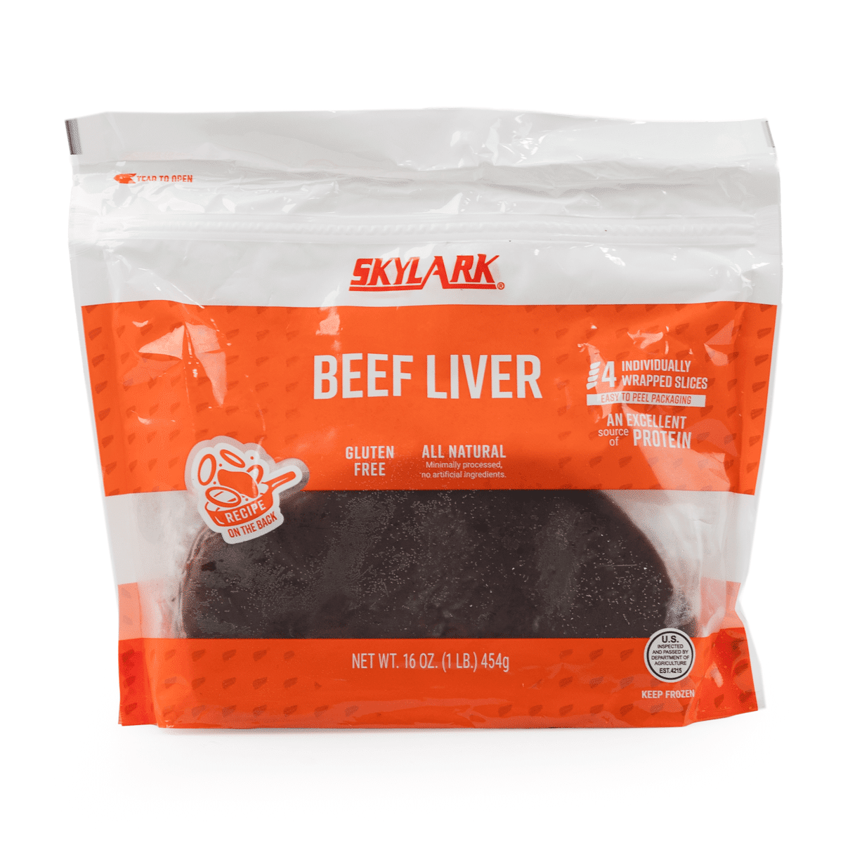 Beef Liver, 4 Individually Rapped Slices, Frozen 1 lb