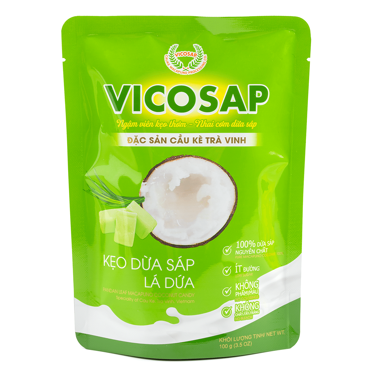 Vicosap Pandan Leaf Macapuno Coconut Candy 3.5 oz