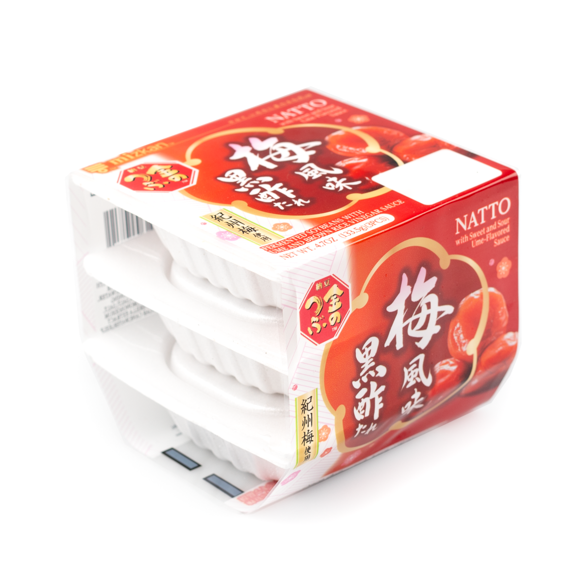 金のつぶ 梅風味 黒酢たれ 納豆 3パック 4.7 オンス - Weee!