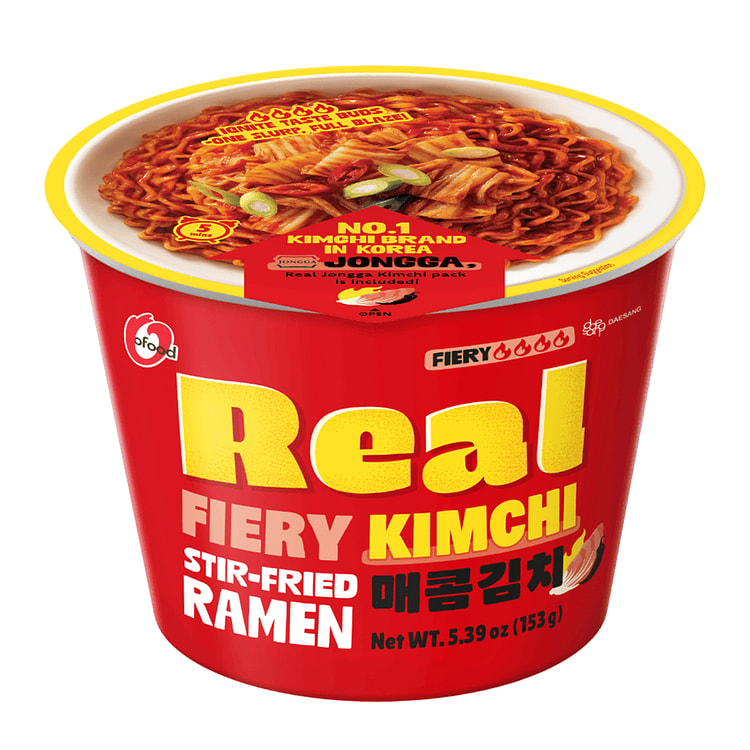 O'Food Real Kimchi Fiery Stir-Fried Ramen Bowl 153 g