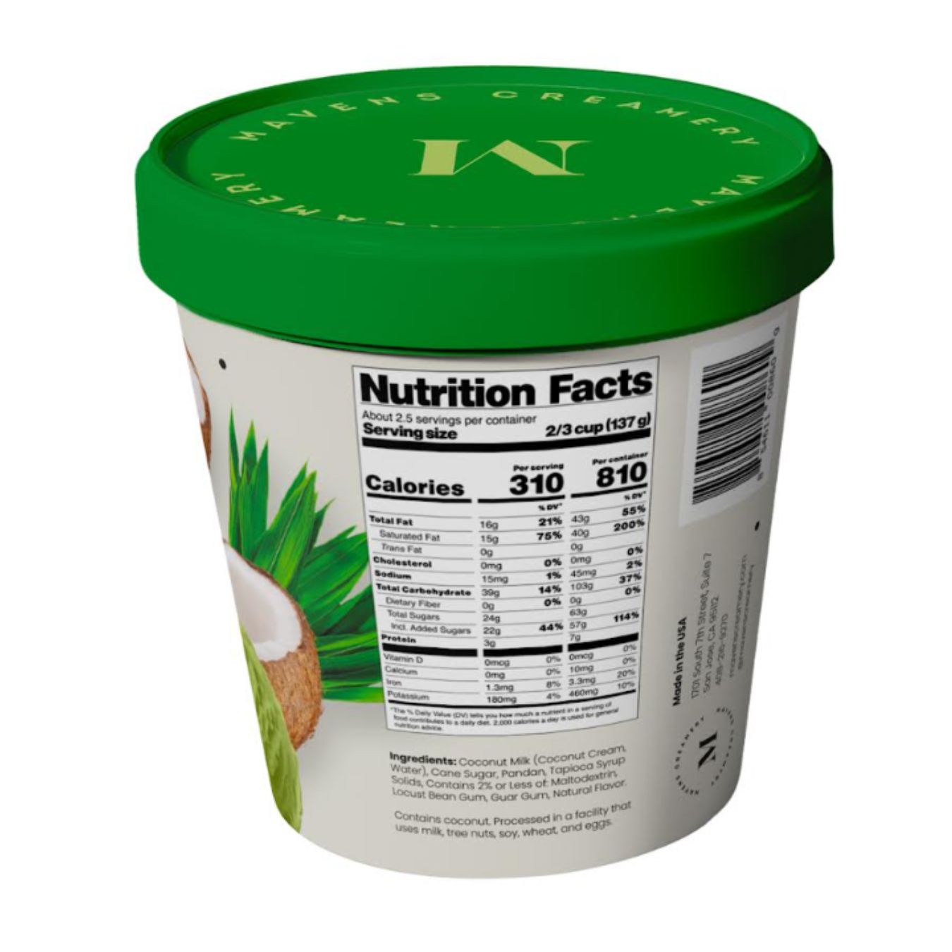 Get Mavens Pandan Coconut Ice Cream, Frozen 14 fl.oz Delivered