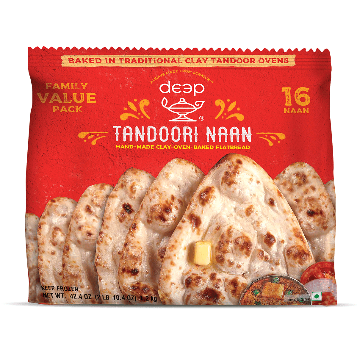 Deep ClayOven Tandoori Naan Family Pack, Frozen 42.4 oz