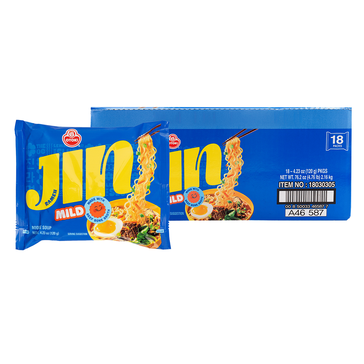 Otoki Jin Ramen, Mild Flavor 4.23 oz*18 pack