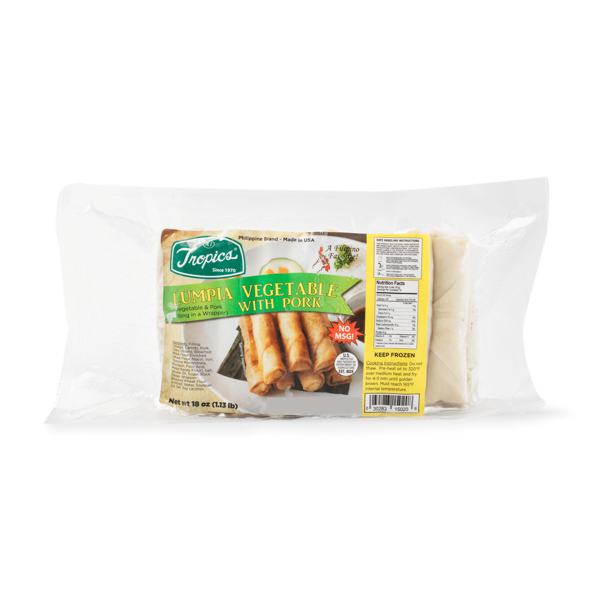 Tropics Vegetables with Pork Lumpia Shanghai Spring Roll, Frozen 18 oz