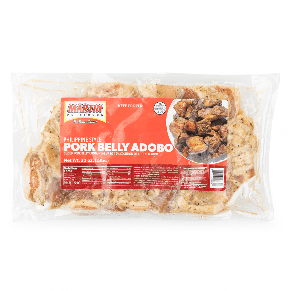 Martin Purefoods Pork Belly Adobo, Frozen 2 lb