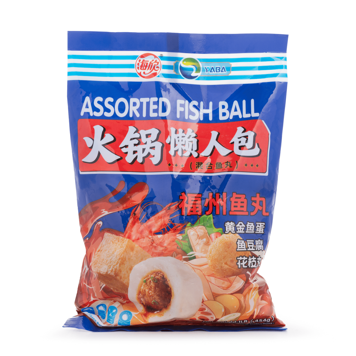 YABA 火锅懒人包 (福州鱼丸,花枝丸,鱼豆腐,黄金鱼蛋) 冷冻 454 克