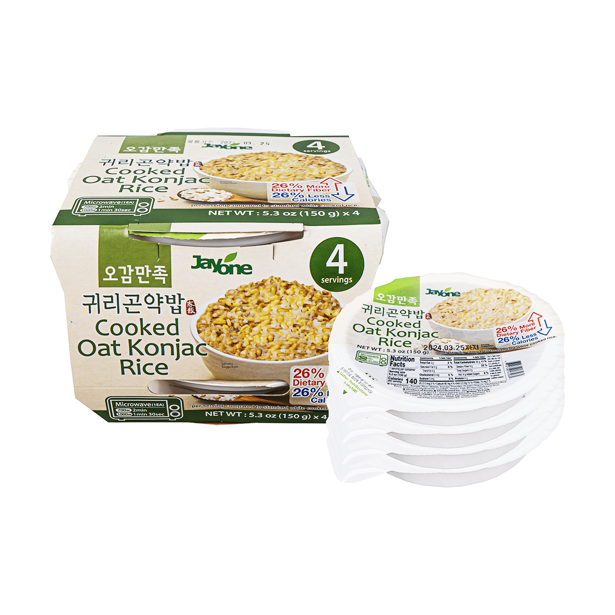 JAYONE Cooked Oat Konjac Rice 4pks 5.3 oz*4 boxes