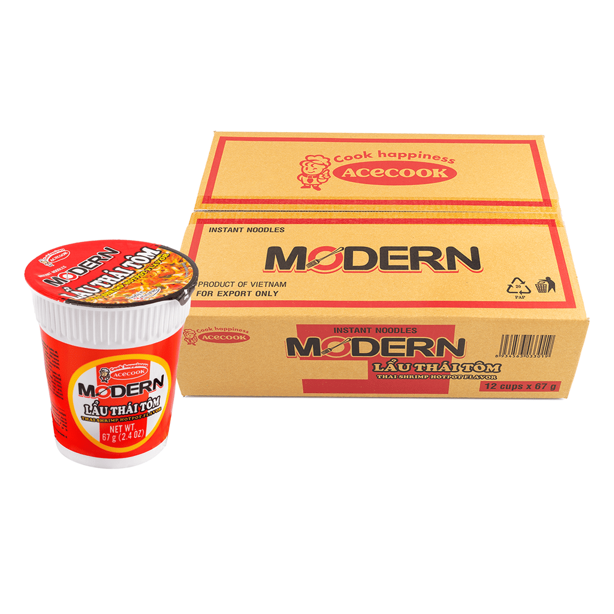 Mì Ly Lẩu Thái Acecook Modern, 12 Ly 67 g