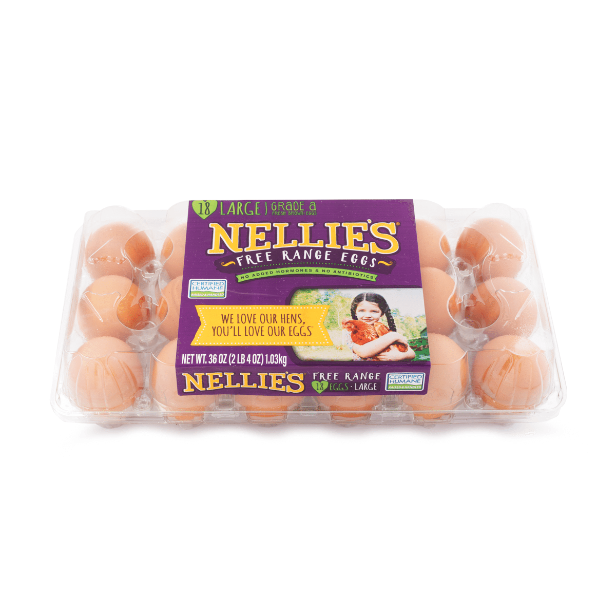 Nellie's Free range Large Brown Eggs 18 count