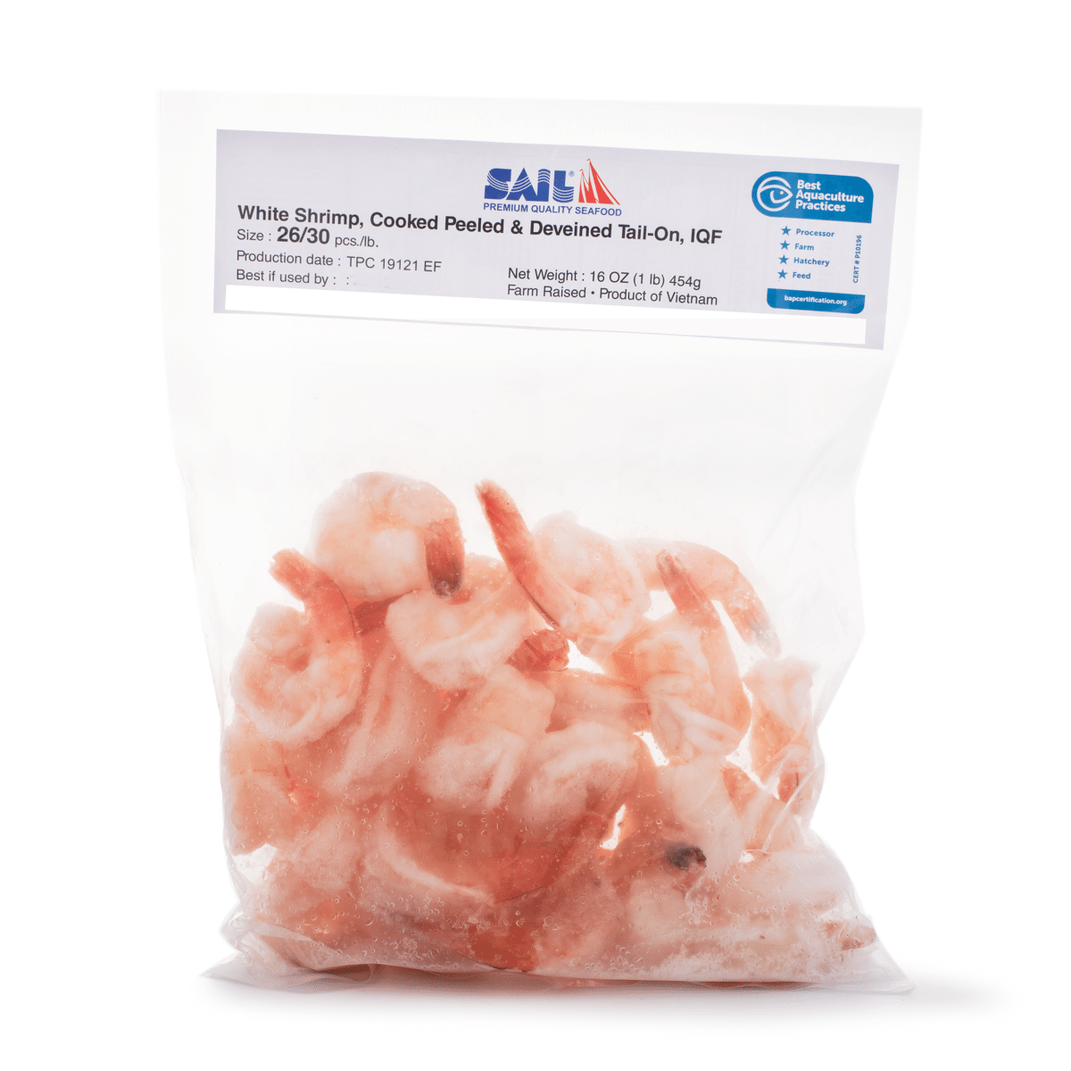 Sail Camarones blancos asiáticos cocidos, congelados 1 libra(s)