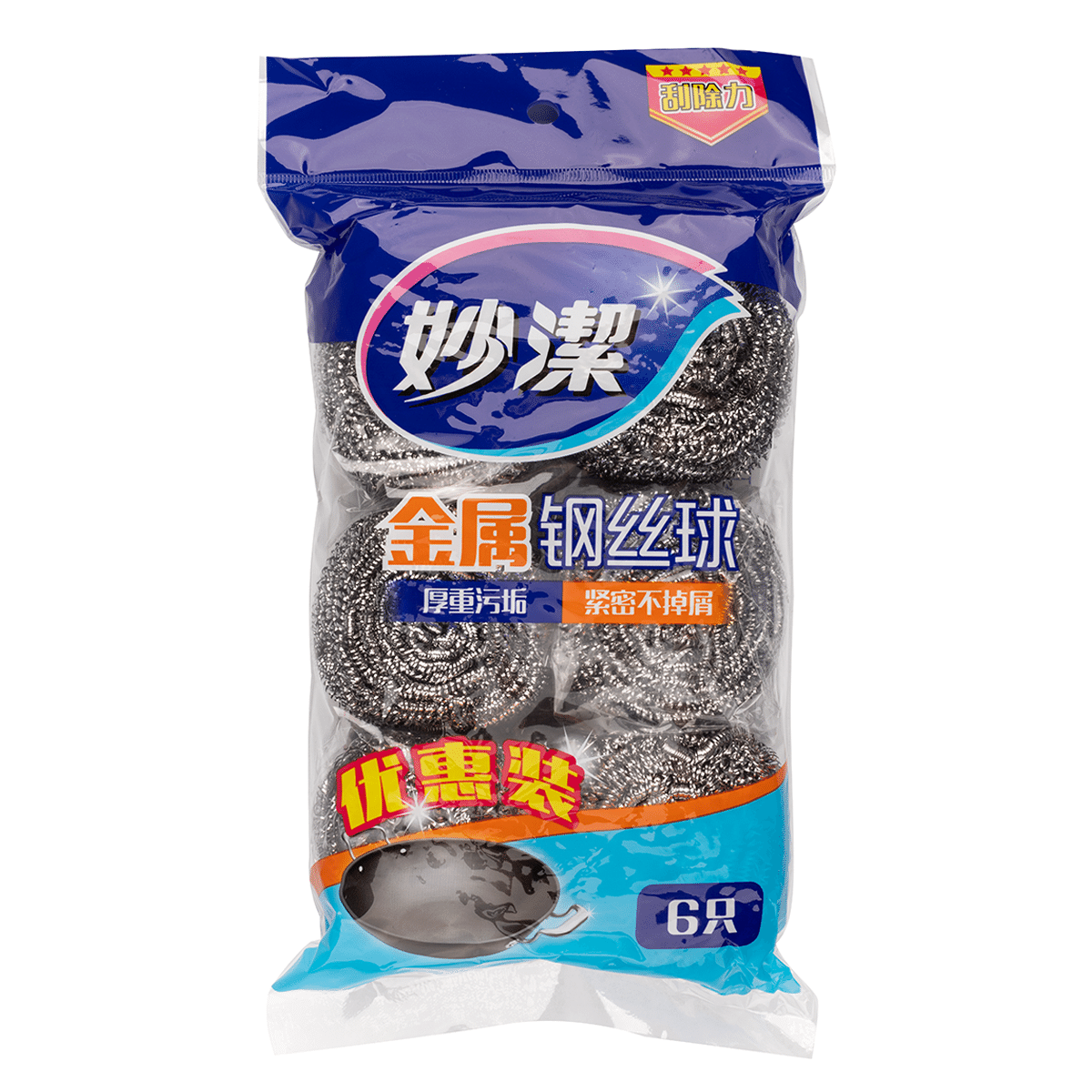 Miaojie Metal Scouring Pads 6pk 1 each*30 pack