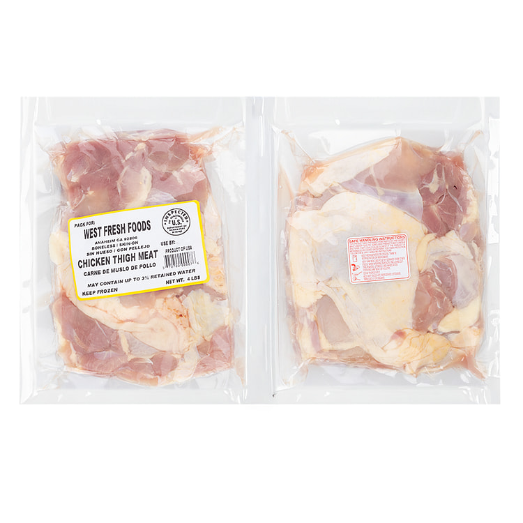 Chicken Thigh Meat Skin On， Frozen 4-4.2 lb