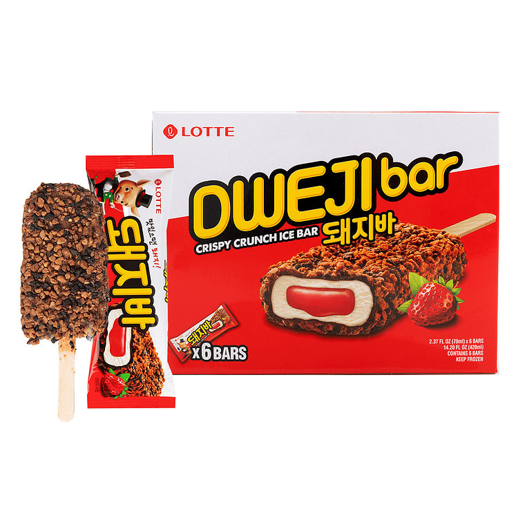 Lotte Crispy Crunch Bar Ice Cream 6ct 1 box