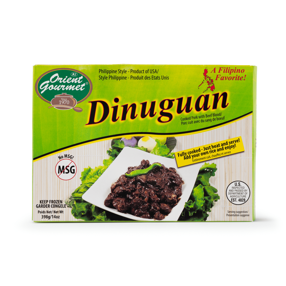 Orient Gourmet Dinuguan (Pork Stew in Beef Blood), Cooked & Frozen 398 g